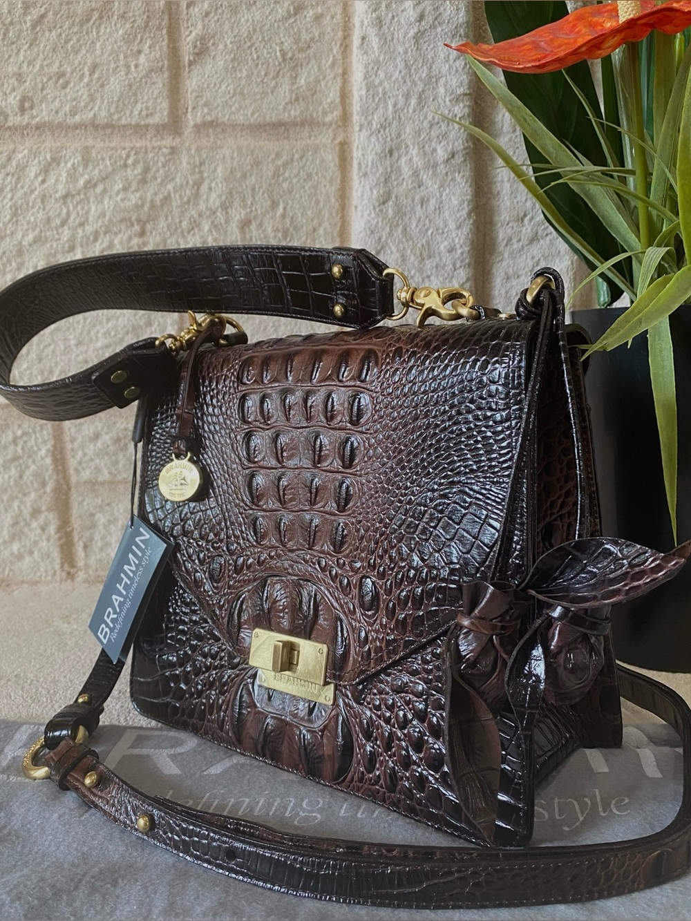 🤎WOW! NWT!! COCOA MELBOURNE Brahmin OPHELIA ROSE Satchel